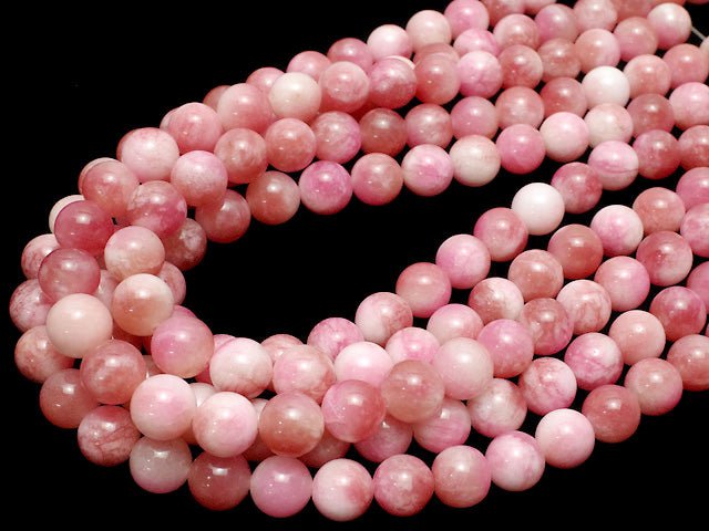 Pink & White Jade Round 10mm 1strand beads (aprx.15inch / 37cm)