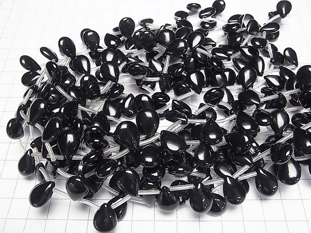 Onyx  Pear shape (Smooth) 14x10x5mm half or 1strand beads (aprx.14inch/34cm)