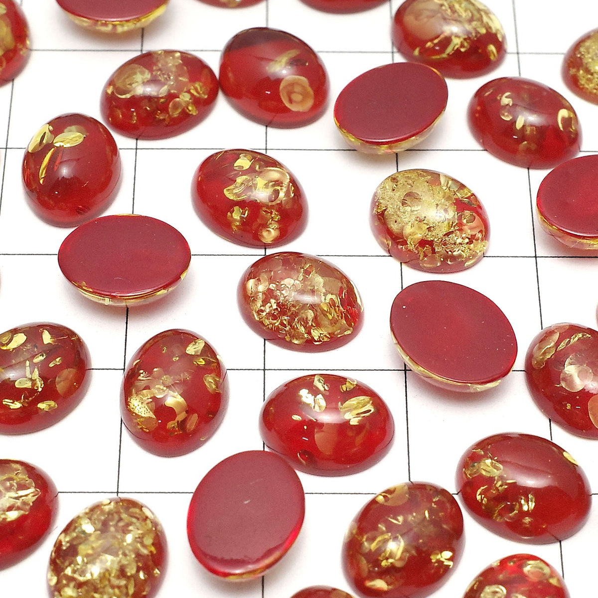 Cracked Red color Amber Oval Cabochon 10x8mm 2pcs