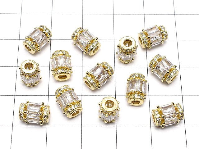 Metal Parts Roundel (Tube) 9 x 7 x 7 mm Gold Color (with CZ) 1 pc $3.79!