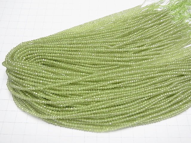 [Video] High Quality Peridot AAA- Faceted Button Roundel 3x3x1.5mm 1strand beads (aprx.15inch/38cm)
