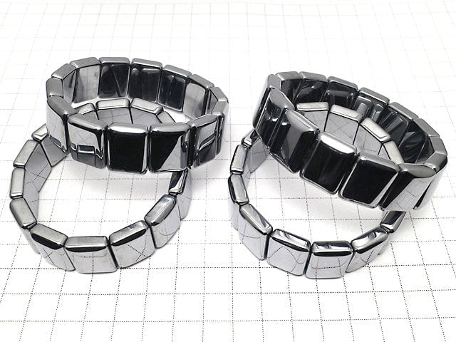 [Video] Terahertz 2 Hole Faceted Rectangle 20x15x6mm Bracelet