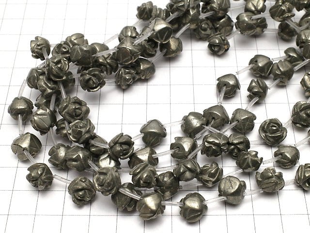 [Video] Golden Pyrite Rose [8mm] [10mm] [12mm] half or 1strand beads (aprx.15inch / 38cm)