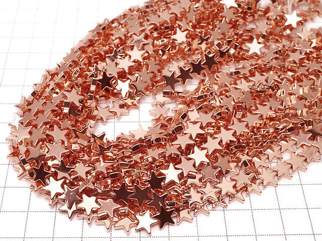 [Video] Hematite Star 8x8mm Pink Gold Coating 1strand beads (aprx.15inch/37cm)