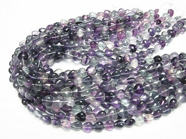 [Video] Mongolian multicolor Fluorite AAA Vertical Hole Heart 10 x 10 x 6 mm half or 1 strand beads (aprx.15 inch / 37 cm)