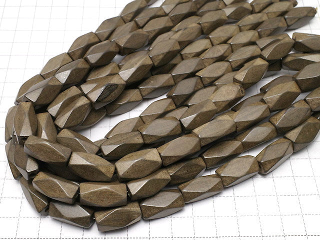 Gray wood rectangle Faceted Tube 20 x 10 x 10 mm 1strand beads (aprx.15 inch / 38 cm)