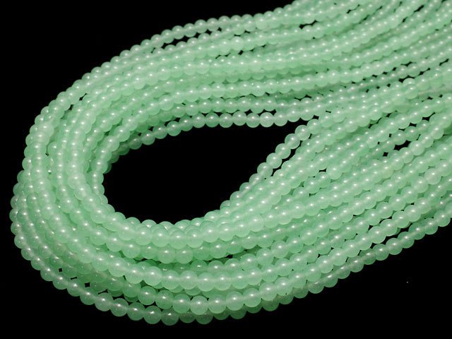 Pastel Green Jade Round 4mm 1strand beads (aprx.15inch / 37cm)