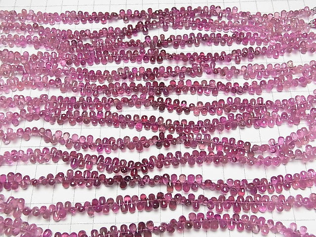 [Video]High Quality Pink Tourmaline AAA- Drop Faceted Briolette Color Gradation half or 1strand beads (aprx.7inch/18cm)