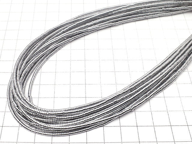 Hematite Tube (Heishi )2x2x1mm silver coated 1strand beads (aprx.15inch/38cm)
