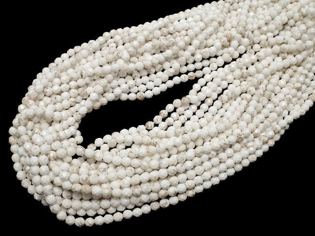 [Video] Magnesite  32Faceted Round 4mm 1strand beads (aprx.15inch/36cm)