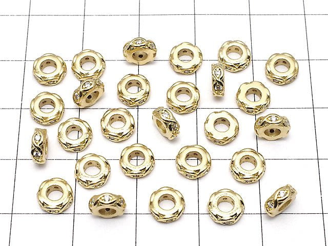 Metal parts Roundel 6x6x2mm Gold (with CZ) 2pcs