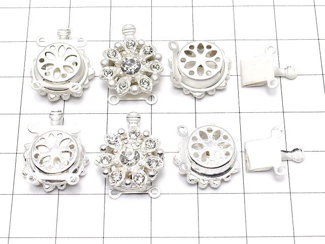 Metal Parts with rhinestone clasp flower 15 mm 2 holes 2 pcs $2.79!