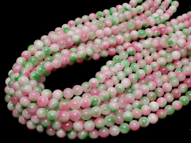 Pink & Green Jade Round 8mm 1strand beads (aprx.15inch / 36cm)