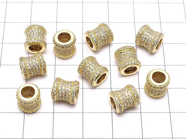 Metal Parts Tube 9 x 8.5 x 8.5 Gold Color (with CZ) 1 pc $4.59!