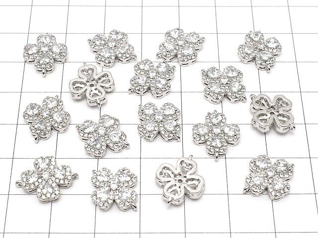 Metal Parts Joint parts Clover 15 x 12 mm Silver color (with CZ) 1 pc $2.59