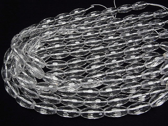[Video] Crystal AAA Faceted Rice 20 x 10 x 10 mm half or 1 strand beads (aprx. 14 inch / 35 cm)