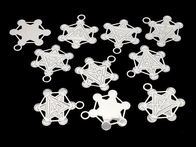 Metal Parts Holy Charm [Metatron Cube] 20 x 23 Silver Color 1 pc $0.99!