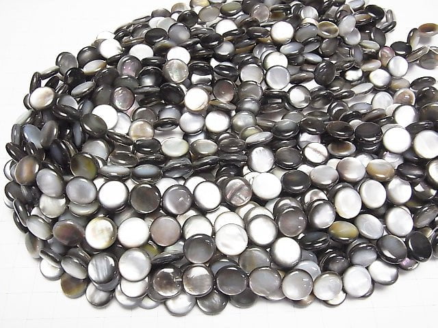 [Video] Black Shell (Black-lip Oyster) AAA Coin 12x12x3.5mm 1strand beads (aprx.15inch / 36cm)