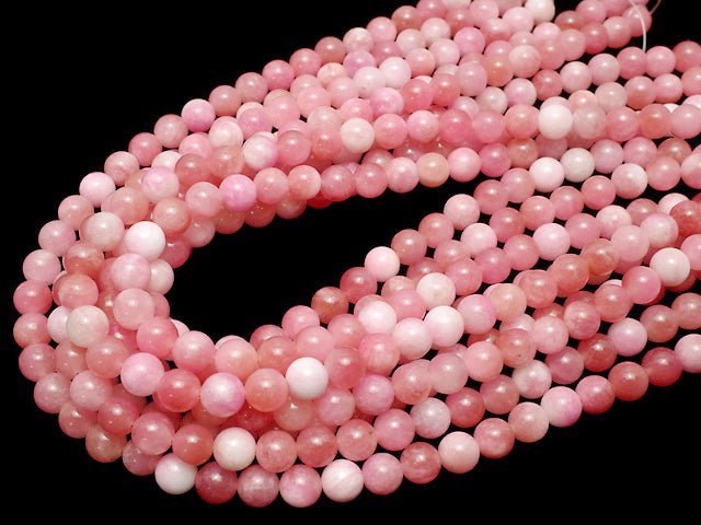 1strand $4.79! Pink & White Jade Round 8mm 1strand beads (aprx.15inch / 38cm)