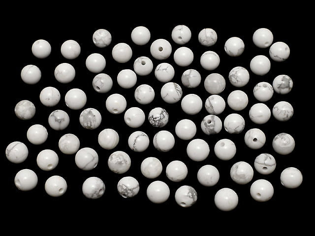 Howlite Magnesite  Half Drilled Hole Round 6mm 10pcs