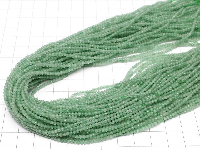 [Video] High Quality! Green Aventurine Faceted Round 2mm 1strand beads (aprx.15inch / 37cm)