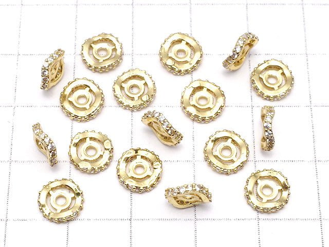 Metal Parts Roundel 8x8x2mm Gold with CZ 2pcs $2.99!