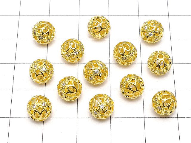 Metal parts Watermark Round 6,7.5,8,10mm Gold color w/CZ 1pc