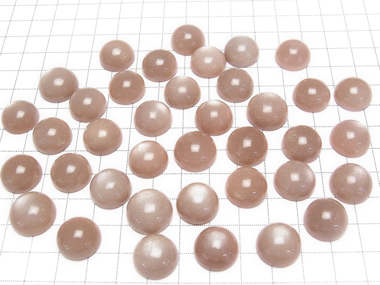 Pink Brown Moonstone AAA- Round Cabochon 15x15mm 2pcs