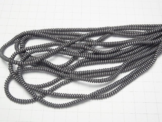 1strand $2.39! Frost Hematite Roundel 4 x 4 mm x 2 mm 1 strand beads (aprx.15 inch / 38 cm)