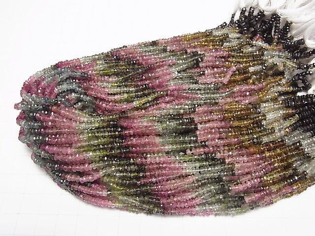 [Video] 1strand $19.99 Multicolor Tourmaline AA ++ Faceted Button Rondelle 1strand beads (aprx.13inch / 33cm)