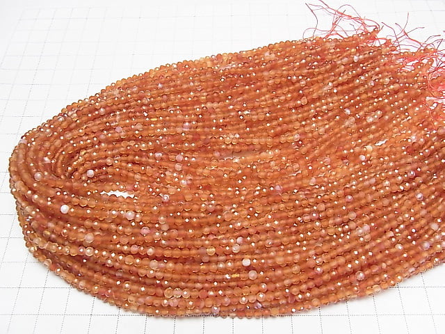 [Video] High Quality! Mixed Carnelian Faceted Round 3mm 1strand beads (approx. 15 inches/37 cm)