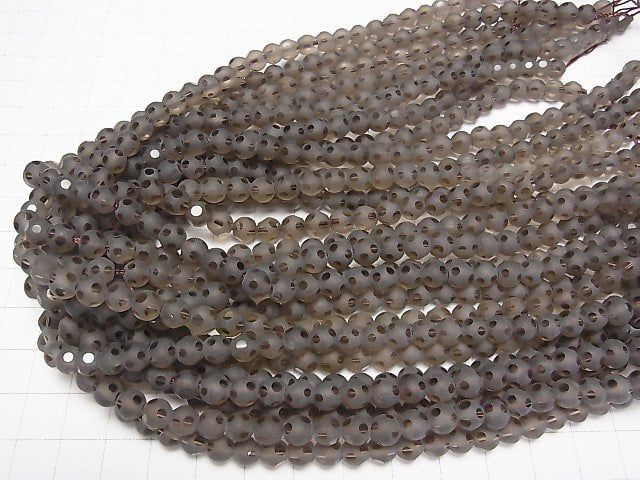 Smoky Quartz polka dot Faceted Round 6mm half or 1strand beads (aprx.15inch / 37cm)