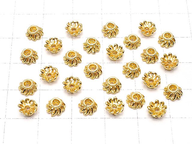 Metal Parts Bead cap 6 x 6 x 3 mm gold color 10 pcs