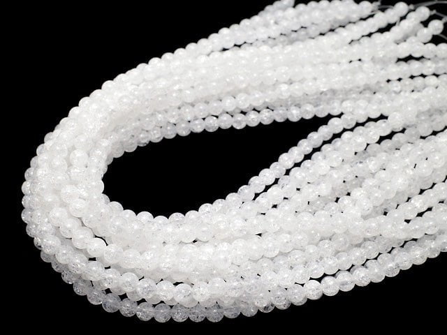 Cracked Crystal Round 6mm NO.2 (more cracks) 1strand beads (aprx.15inch/36cm)