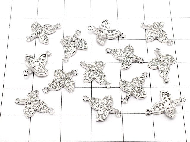 Metal Parts Joint Parts Leaf 15 x 11 mm Silver Color (with CZ) 1 pc $2.59