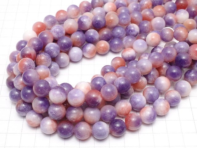 Red x Purple Jade Round 12mm 1strand beads (aprx.15inch / 36cm)