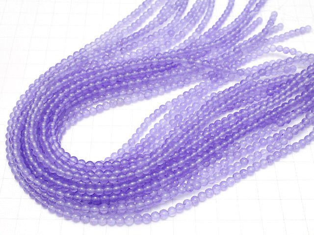 Purple Color Jade (Clear Type) Round 4mm 1strand beads (aprx.15inch / 37cm)