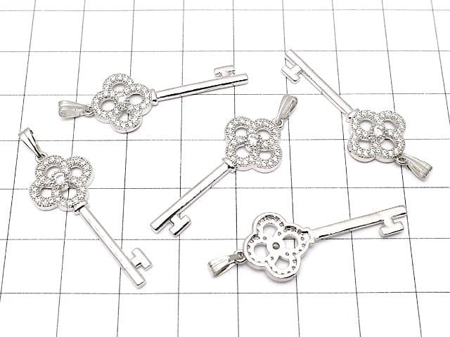 Key Parts with Metal Parts CZ (Key) Motif Pendant 33 x 13 mm Silver Color 1 pc $2.99!