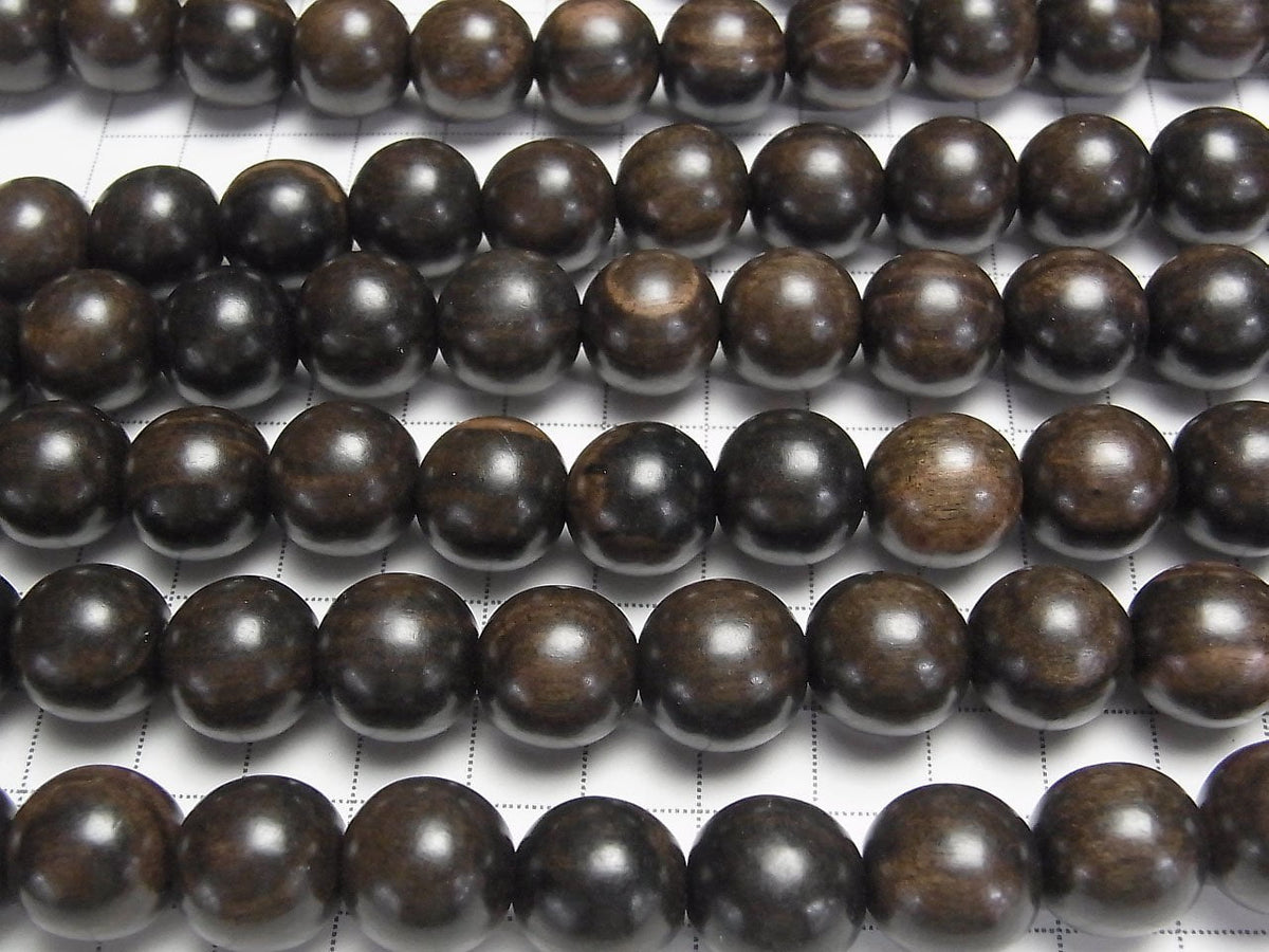 Ebony Wood Semi Round 15mm 1strand beads (aprx.15inch/37cm)