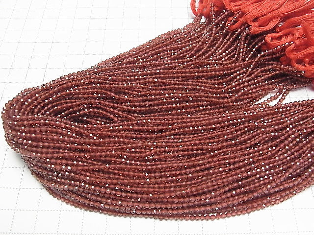 [Video]High Quality! Mozambique Garnet AAA Faceted Round 2.5mm 1strand beads (aprx.12inch/30cm)