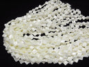 Mother of Pearl MOP White Flower Motif 10x10x2.5mm 1strand (aprx.15inch/37cm)