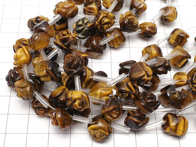 [Video] Yellow Tiger's Eye AAA Rose [8 mm] [12 mm] half or 1 strand beads (aprx. 15 inch / 38 cm)