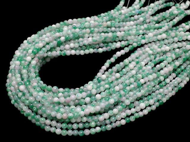 Purple x Green Jade Round 4mm 1strand beads (aprx.15inch / 38cm)