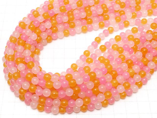 Multi Color Jade Round 6mm 1strand beads (aprx.15inch / 36cm)