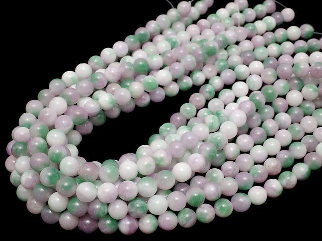 Pink Purple x Green Jade Round 8mm 1strand beads (aprx.15inch / 36cm)