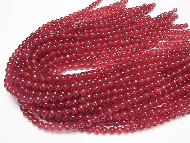 Red color Jade (clear type) Round 6mm 1strand beads (aprx.15inch / 37cm)