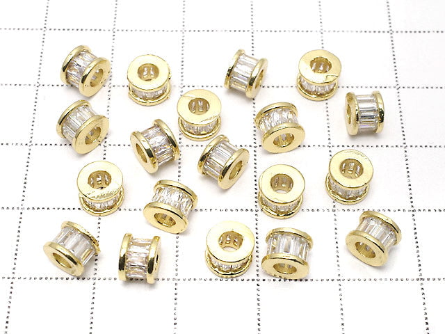 Metal parts Rondelle 6x6x4.5mm Gold (with CZ) 2pcs