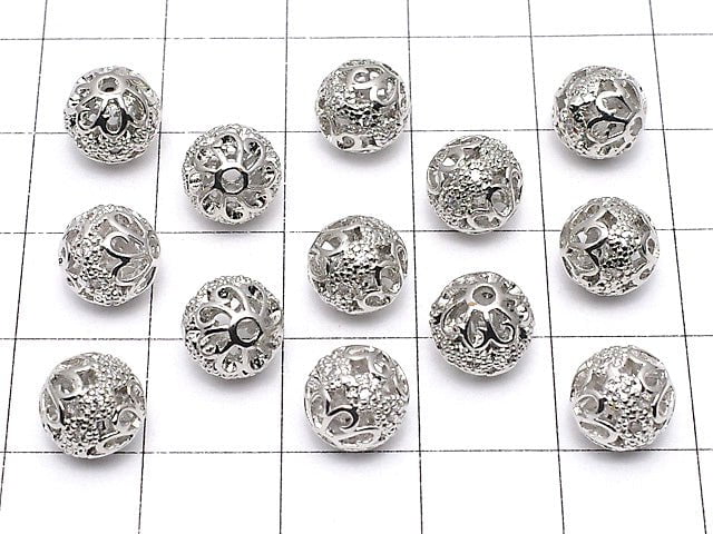 Metal Parts with openwork Round 6,8,10mm silver color w / CZ 1pc