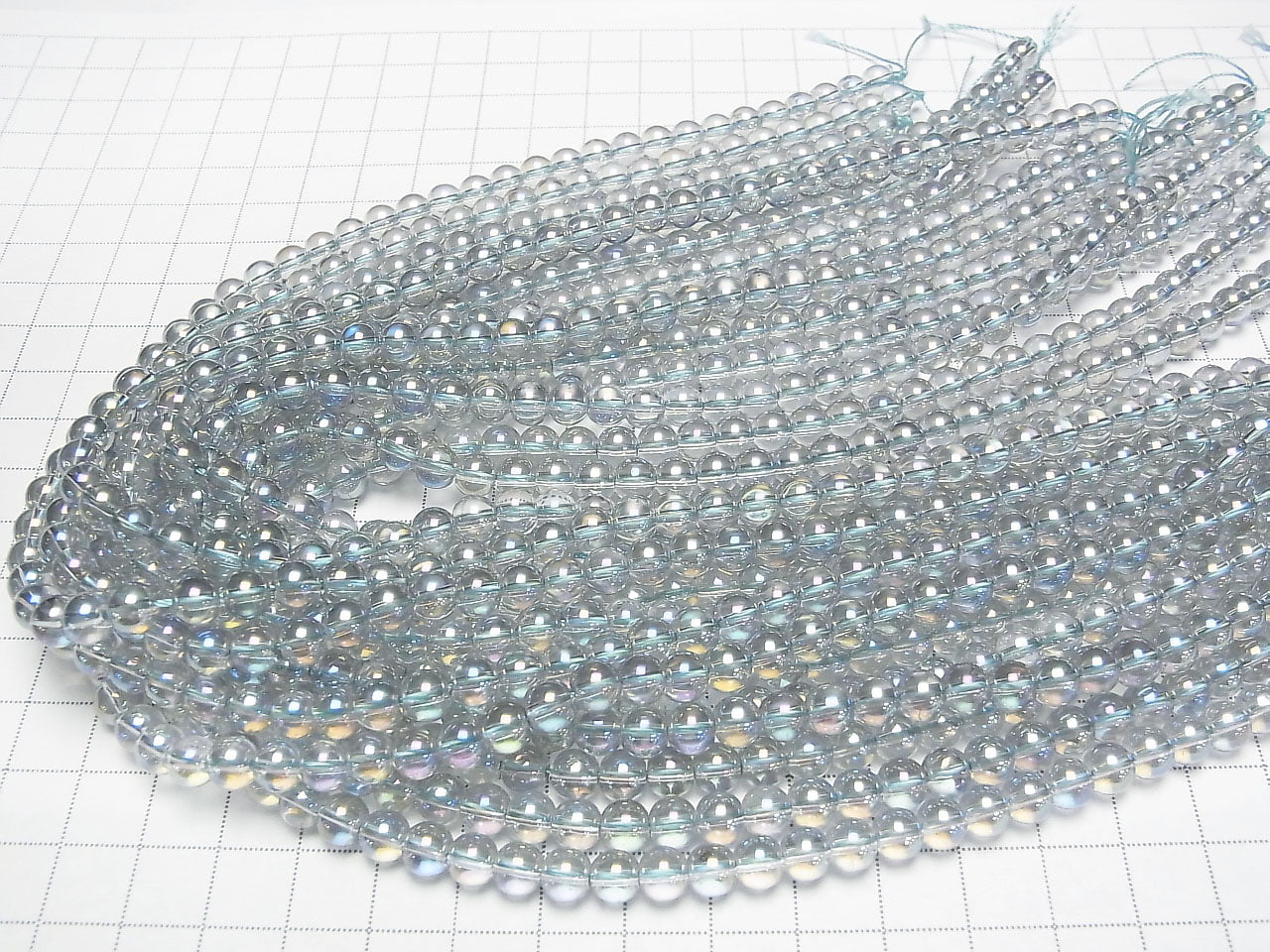 Gray Flash Crystal Quartz (Smelted Quartz) Round 6mm 1strand beads (aprx.15inch/36cm)