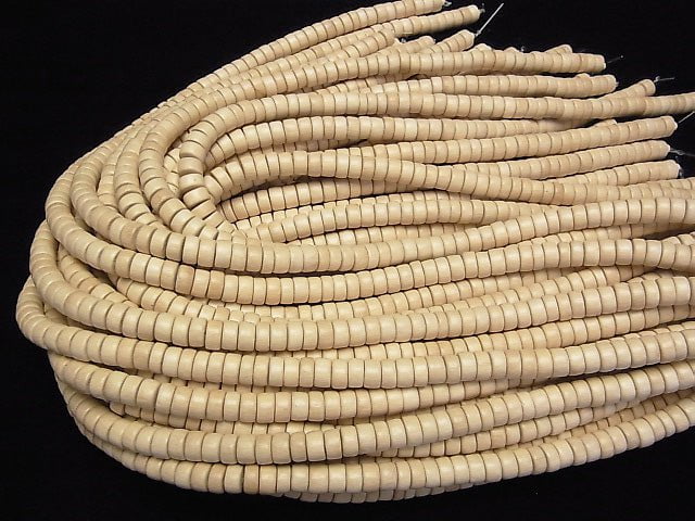 1strand $3.79! White Wood Roundel 8x8x4mm 1strand beads (aprx.15inch / 38cm)